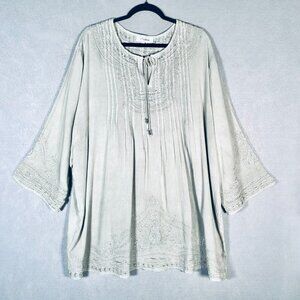 Solitaire Cottagecore Top Womems 3x Gray Floral Tunic Earthy Neutral Minimalist